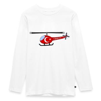 Hélicoptère Türkiye Flag Enfants - T-shirt manches longues Premium Ado - blanc - Devant - AI Model Kid Female (0cm)