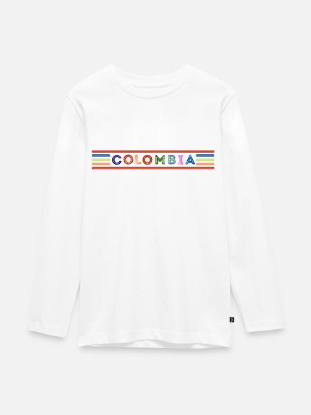 Kolumbien - Teenager Premium Bio Langarmshirt - Weiß