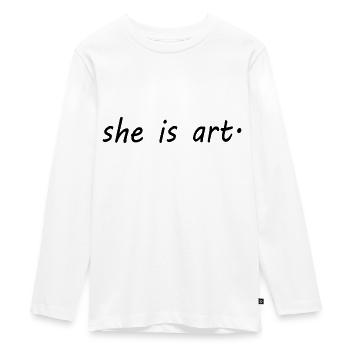 She is art - Teenager Premium Bio Langarmshirt - Weiß - Vorne - AI Model Kid Female (0cm)