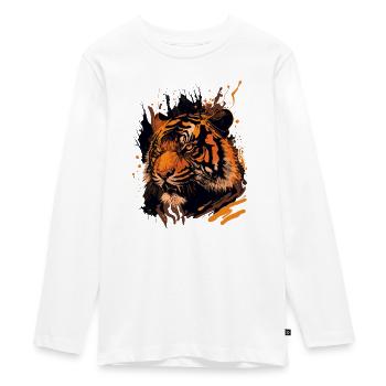 Tiger zeigt Zähne - Teenager Premium Bio Langarmshirt - Weiß - Vorne - AI Model Kid Female (0cm)