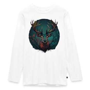 Deer Head - Teenager Premium Organic Long Sleeve Shirt - white - Front - AI Model Kid Female (0cm)