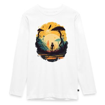Außerirdischer Dschungel - Teenager Premium Bio Langarmshirt - Weiß - Vorne - AI Model Kid Female (0cm)