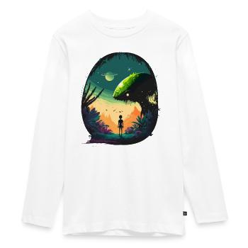 Sci-Fi Landscape - Teenager Premium Organic Long Sleeve Shirt - white - Front - AI Model Kid Female (0cm)