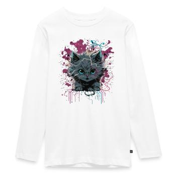 Energie Katze - Teenager Premium Bio Langarmshirt - Weiß - Vorne - AI Model Kid Female (0cm)