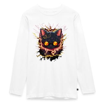 High Voltage Cat - Teenager Premium Organic Long Sleeve Shirt - white - Front - AI Model Kid Female (0cm)