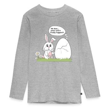 Rabbit and egg - Teenager Premium Organic Long Sleeve Shirt - heather grey - Front