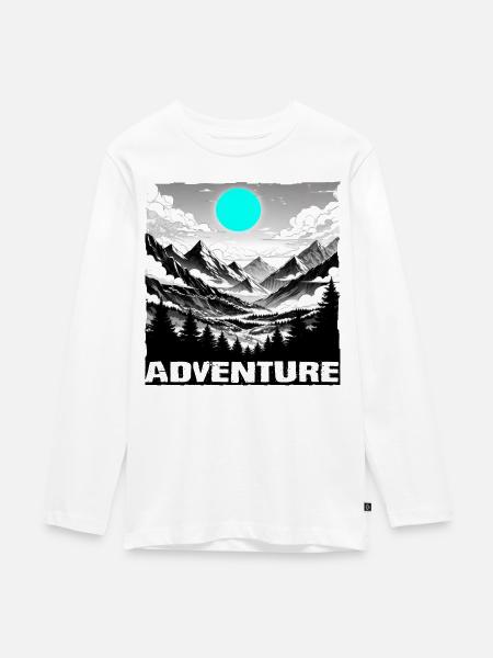 Adventure - Teenager Premium Bio Langarmshirt - Weiß