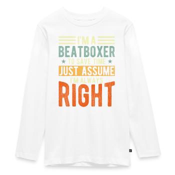 Beat-boxer - Teenager Premium Organic Long Sleeve Shirt - white - Front - AI Model Kid Female (0cm)