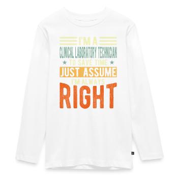 Technicien de laboratoire clinique - T-shirt manches longues Premium Ado - blanc - Devant - AI Model Kid Female (0cm)