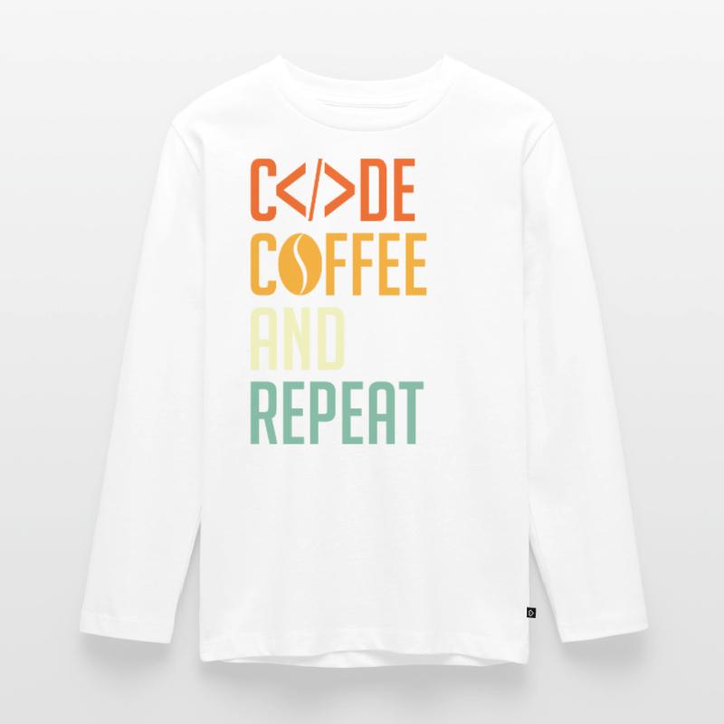 Coder Spruch Code Coffee and Repeat Teenager Premium Organic Long Sleeve Shirt