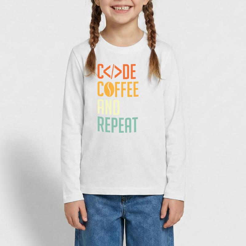 Coder Spruch Code Coffee and Repeat Teenager Premium Organic Long Sleeve Shirt
