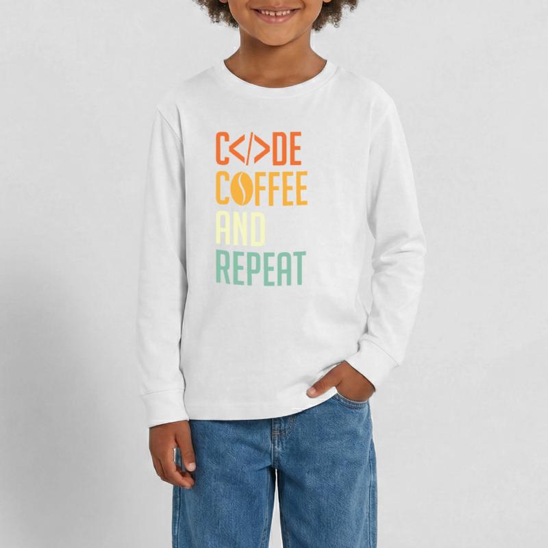 Coder Spruch Code Coffee and Repeat Teenager Premium Organic Long Sleeve Shirt