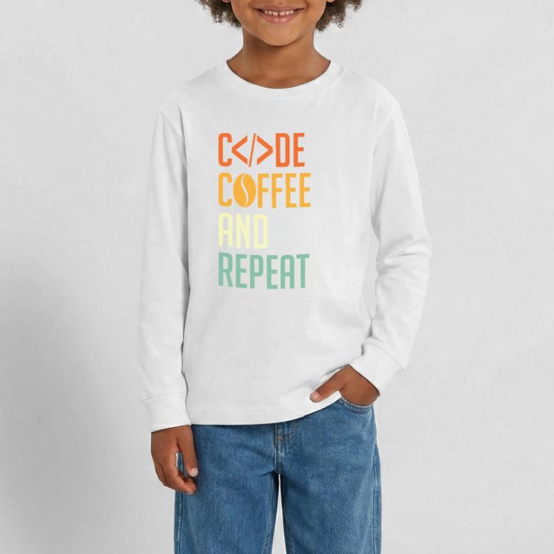 Codeur Spruch Code Café et Répéter T-shirt manches longues Premium Ado