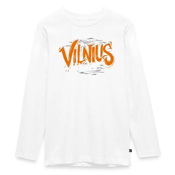 Vilnius Lithuania Souvenir - Teenager Premium Organic Long Sleeve Shirt - white - Front - AI Model Kid Female (0cm)