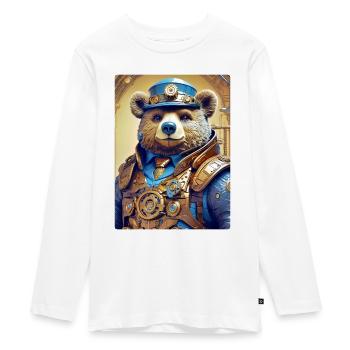 Steampunk Bear 1.6 - Teenager Premium Organic Long Sleeve Shirt - white - Front - AI Model Kid Female (0cm)