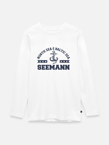 Seemann mit Anker - Teenager Premium Bio Langarmshirt - Weiß