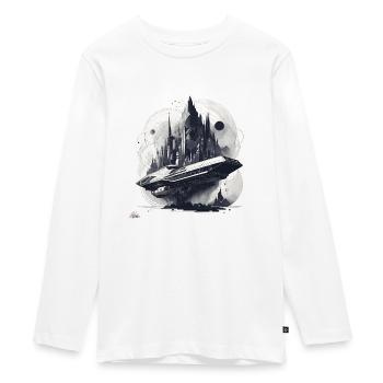 Sci-Fi-Stadt & Schiff - Teenager Premium Bio Langarmshirt - Weiß - Vorne - AI Model Kid Female (0cm)