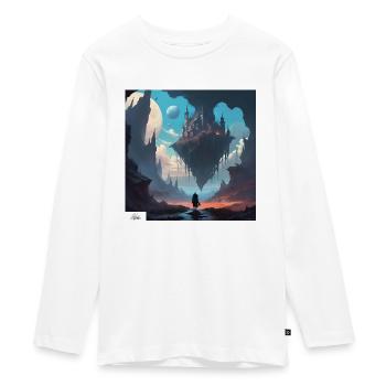 Fliegende Festung Traumlandschaft - Teenager Premium Bio Langarmshirt - Weiß - Vorne - AI Model Kid Female (0cm)