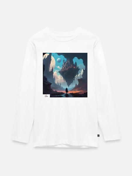 Fliegende Festung Traumlandschaft - Teenager Premium Bio Langarmshirt - Weiß