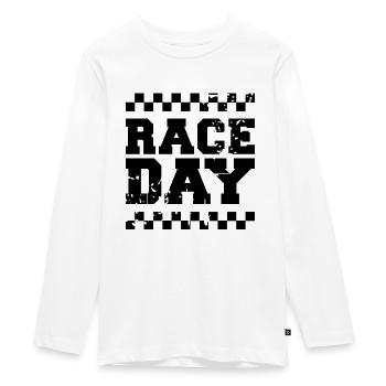 race day checkered flag car racing formula racing icon - Teenager Premium Organic Long Sleeve Shirt - white - Front - AI Model Kid Female (0cm)