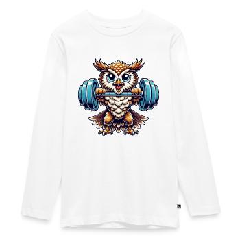 hibou poids haltérophilie fort hibou forme physique - T-shirt manches longues Premium Ado - blanc - Devant - AI Model Kid Female (0cm)