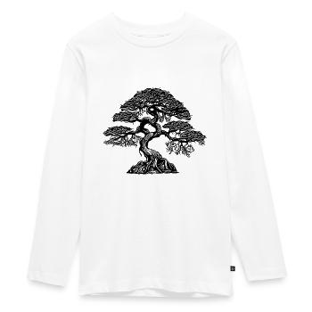Schöner Bonsai Baum auf dem Feld am Horizont - Teenager Premium Bio Langarmshirt - Weiß - Vorne - AI Model Kid Female (0cm)