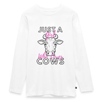 cow - Teenager Premium Organic Long Sleeve Shirt - white - Front - AI Model Kid Female (0cm)