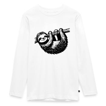 Le paresseux détendu - T-shirt manches longues Premium Ado - blanc - Devant - AI Model Kid Female (0cm)
