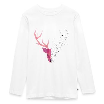 Geometric stag - Teenager Premium Organic Long Sleeve Shirt - white - Front - AI Model Kid Female (0cm)