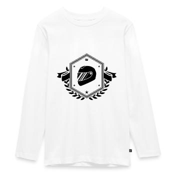 Racing driver helm racing crest - Teenager Premium Organic Long Sleeve Shirt - white - Front - AI Model Kid Female (0cm)