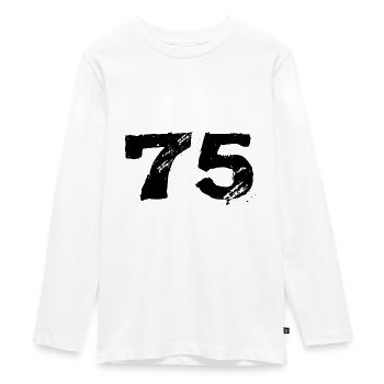 75 Number jersey - Teenager Premium Organic Long Sleeve Shirt - white - Front - AI Model Kid Female (0cm)
