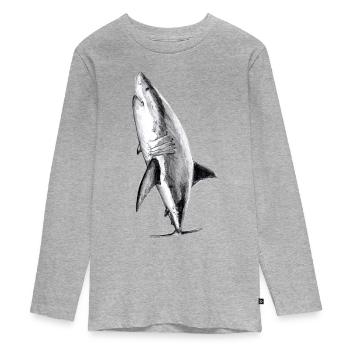 Great white shark - Teenager Premium Organic Long Sleeve Shirt - heather grey - Front