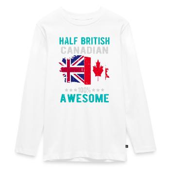 Moitié britannique moitié canadien - T-shirt manches longues Premium Ado - blanc - Devant - AI Model Kid Female (0cm)