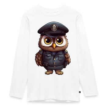 Eulen Polizei - Teenager Premium Bio Langarmshirt - Weiß - Vorne - AI Model Kid Female (0cm)
