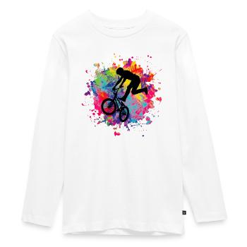 BMX Splash - Teenager Premium Organic Long Sleeve Shirt - white - Front - AI Model Kid Female (0cm)