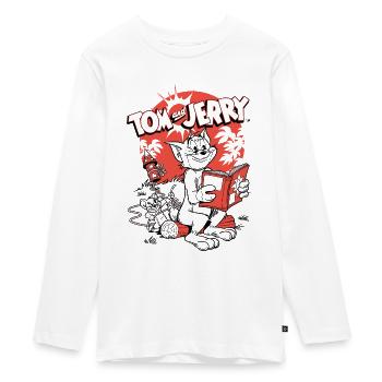 Tom Und Jerry Raketen Spaß - Teenager Premium Bio Langarmshirt - Weiß - Vorne - AI Model Kid Female (0cm)
