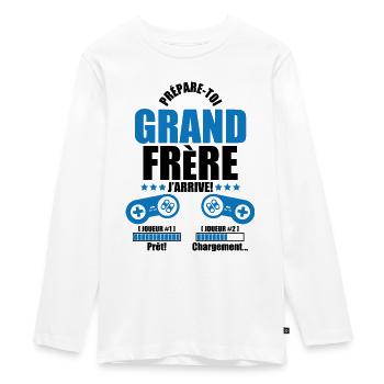 prépare-toi grand frère annonce grand frère - T-shirt manches longues Premium Ado - blanc - Devant - AI Model Kid Female (0cm)