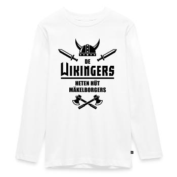 Wikingers = Mäkelborgers (Mecklenburgisch Platt) - Teenager Premium Bio Langarmshirt - Weiß - Vorne - AI Model Kid Female (0cm)