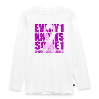 Domestic Violence Awareness #Every1KnowsSome1 - Teenager Premium Organic Long Sleeve Shirt - white - Front - AI Model Kid Female (0cm)