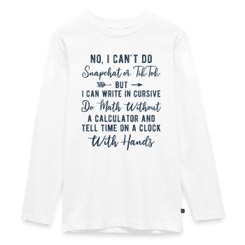 Sagen Sie die Zeit auf einer Uhr mit Zeigern - Teenager Premium Bio Langarmshirt - Weiß - Vorne - AI Model Kid Female (0cm)
