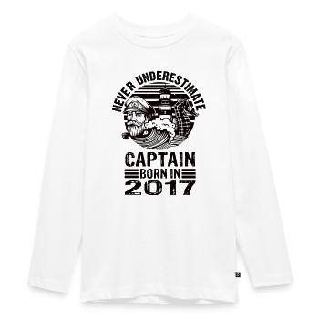 Never Underestimate Captain né en 2017 - T-shirt manches longues Premium Ado - blanc - Devant - AI Model Kid Female (0cm)