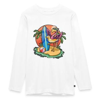 Drôle Flamingo Surf Lovers Cool Planche de surf Surf - T-shirt manches longues Premium Ado - blanc - Devant - AI Model Kid Female (0cm)