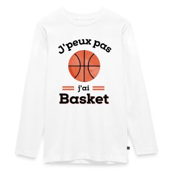 J'peux pas j'ai basket - cadeau humour - T-shirt manches longues Premium Ado - blanc - Devant - AI Model Kid Female (0cm)