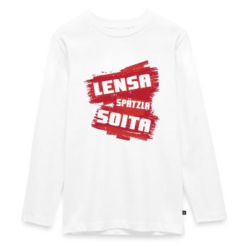 Linsen, Spätzle und Saiten - Teenager Premium Bio Langarmshirt - Weiß - Vorne - AI Model Kid Female (0cm)