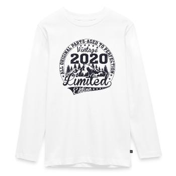 Né 2020 Vintage Anniversaire Rétro - T-shirt manches longues Premium Ado - blanc - Devant - AI Model Kid Female (0cm)