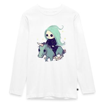 Pastell Goth Kawai Tod Sensenmann Mädchen Einhorn - Teenager Premium Bio Langarmshirt - Weiß - Vorne - AI Model Kid Female (0cm)