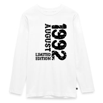 1992 August Limited Edition 31. Geburtstag Outfit - Teenager Premium Bio Langarmshirt - Weiß - Vorne - AI Model Kid Female (0cm)