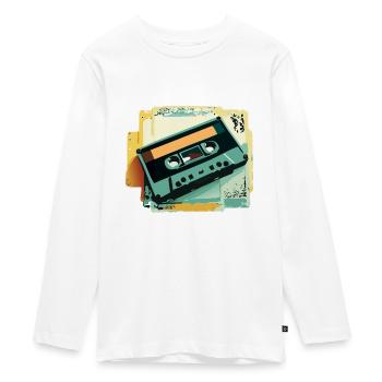 Cassette - T-shirt manches longues Premium Ado - blanc - Devant - AI Model Kid Female (0cm)