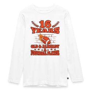 16e anniversaire Garçon football 16 ans Cadeaux - T-shirt manches longues Premium Ado - blanc - Devant - AI Model Kid Female (0cm)