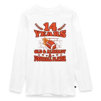 15th birthday Boy football 15 Years Old Gifts - Teenager Premium Bio Langarmshirt - Weiß - Vorne - AI Model Kid Female (0cm)